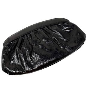 NEW! Morgan Taylor Snakeskin Clutch Large Black